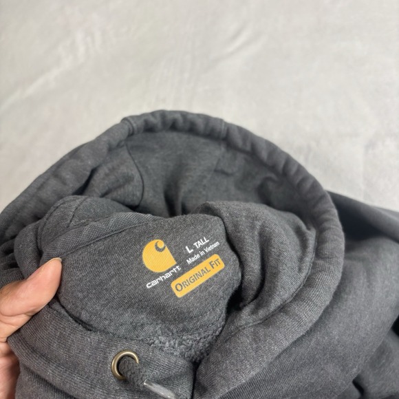 Carhartt Original Fit Grey Rain Defender LS Fleece Hoodie Men's Large Tall - Picture 4 of 10